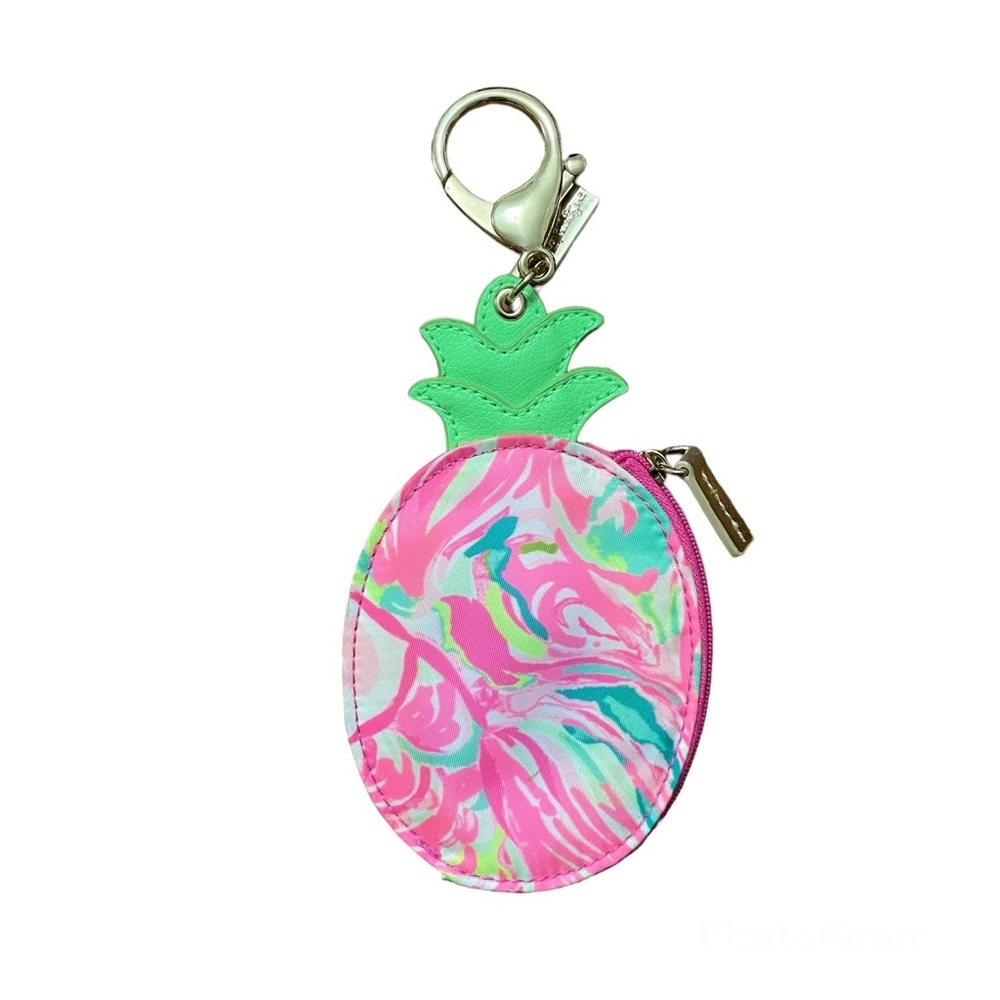 Lilly Pulitzer Pineapple Coin Purse in Raz Berry Rose all day print